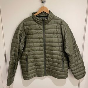 Kirkland Signature Men's Olive Green Goose Down Puffer Jacket